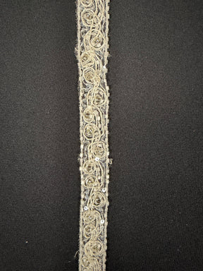 Pale Ivory Beaded Lace Trim - T80