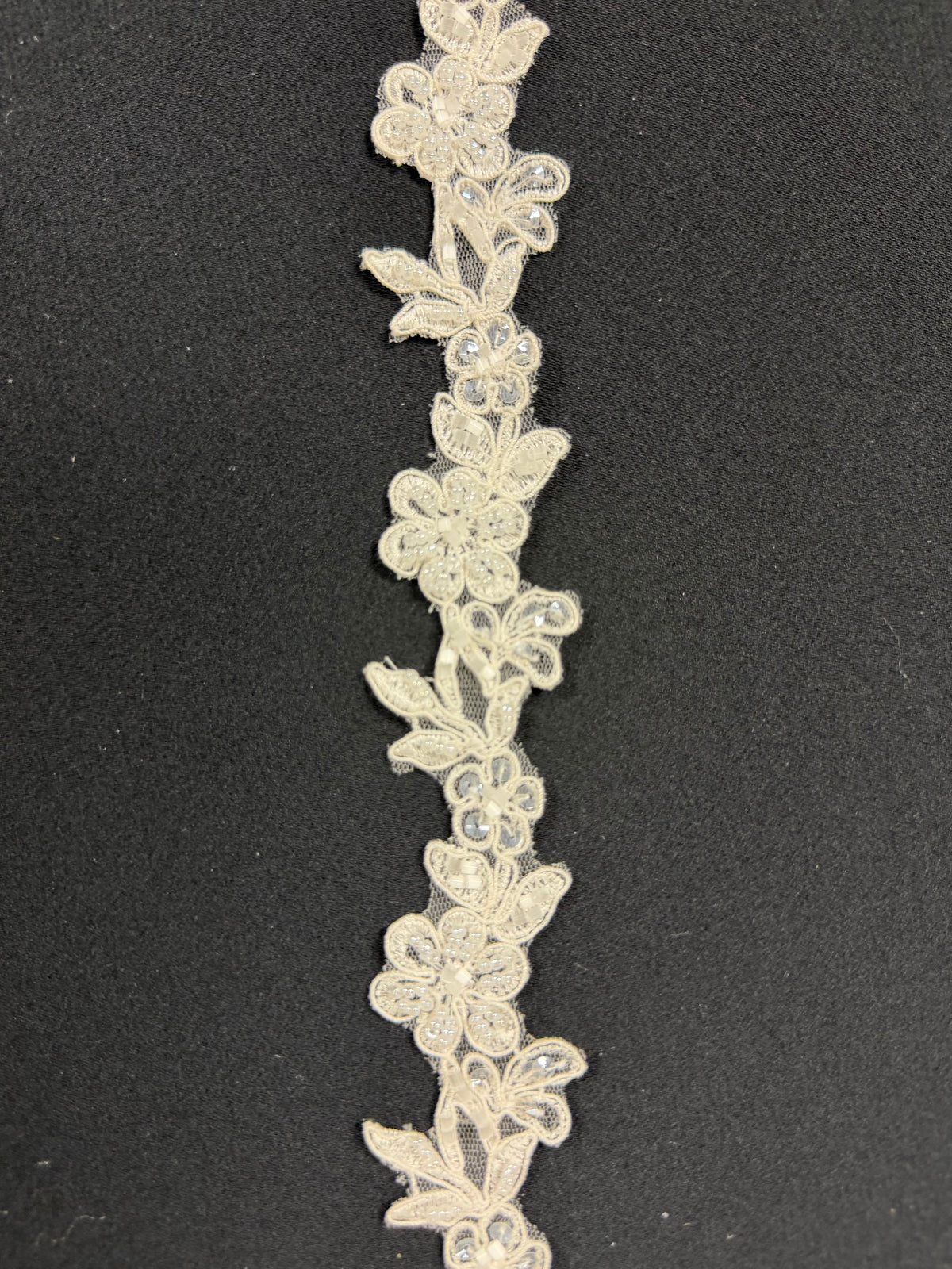 Ivory Embroidered Corded Beaded Edging - T57