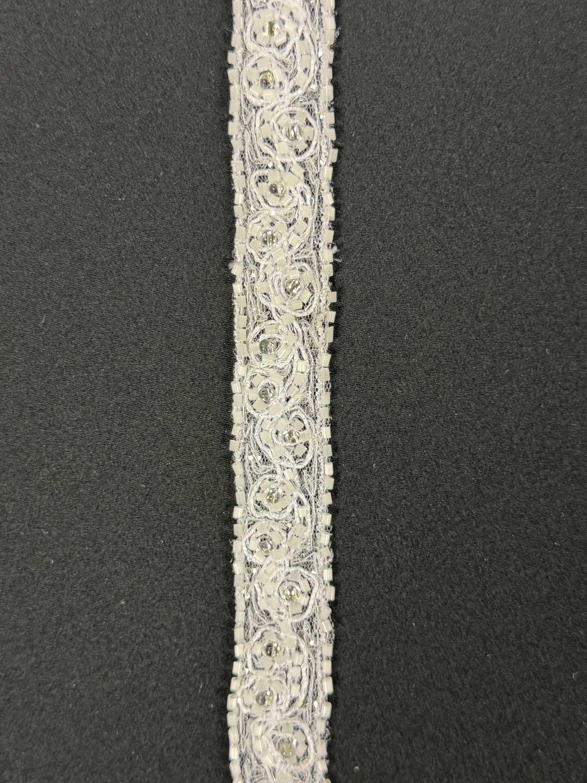 White Beaded Lace Trim - T80