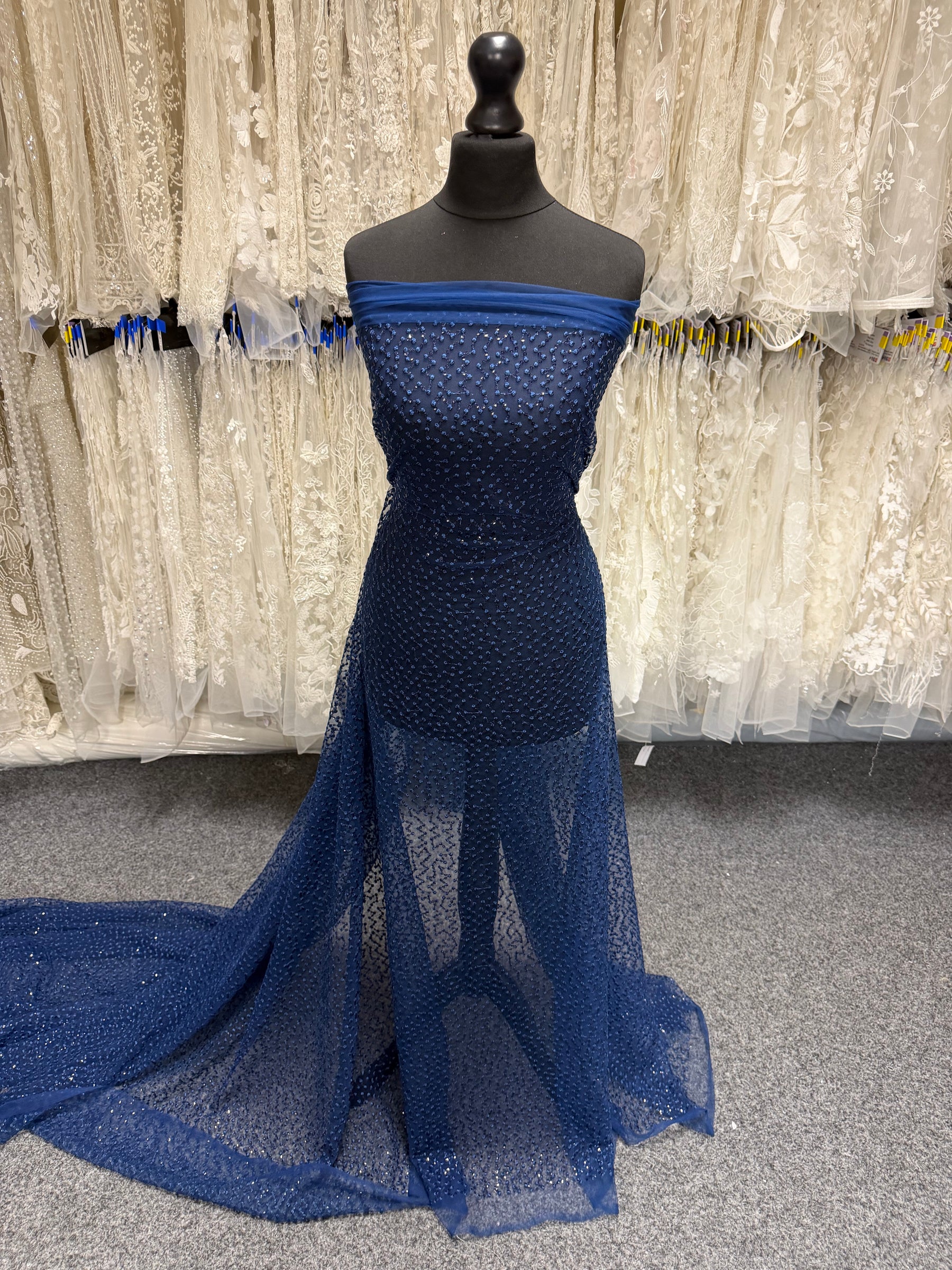 Navy Sequin Embroidery Lace - EB3029
