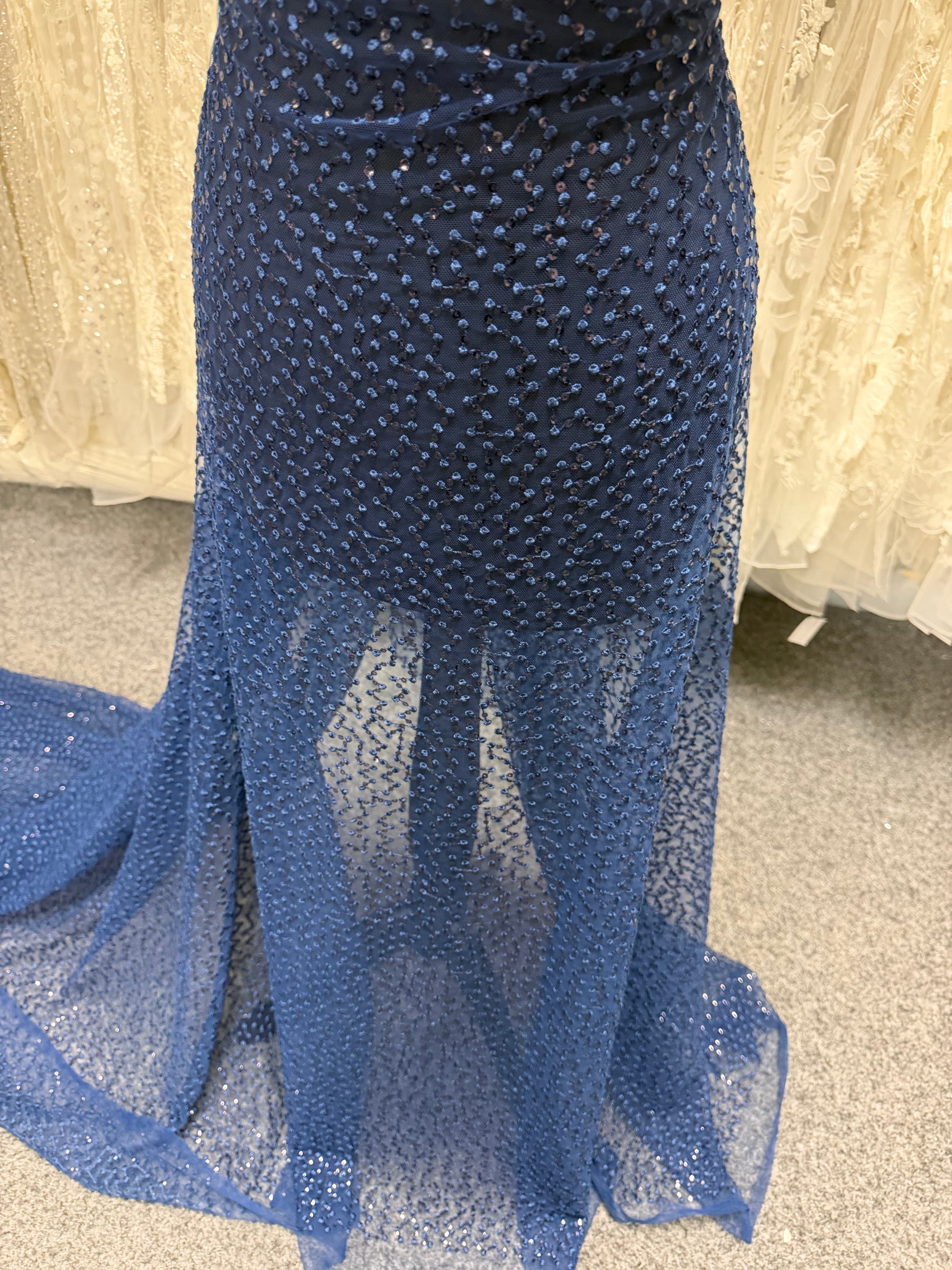Navy Sequin Embroidery Lace - EB3029
