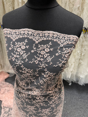 Antique Rose Embroidered Lace - P615