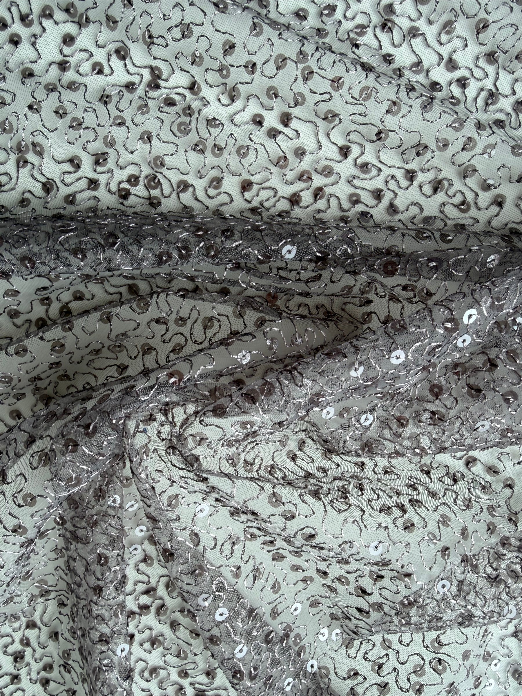 Taupe Embroidered Sequin Tulle – EB3001