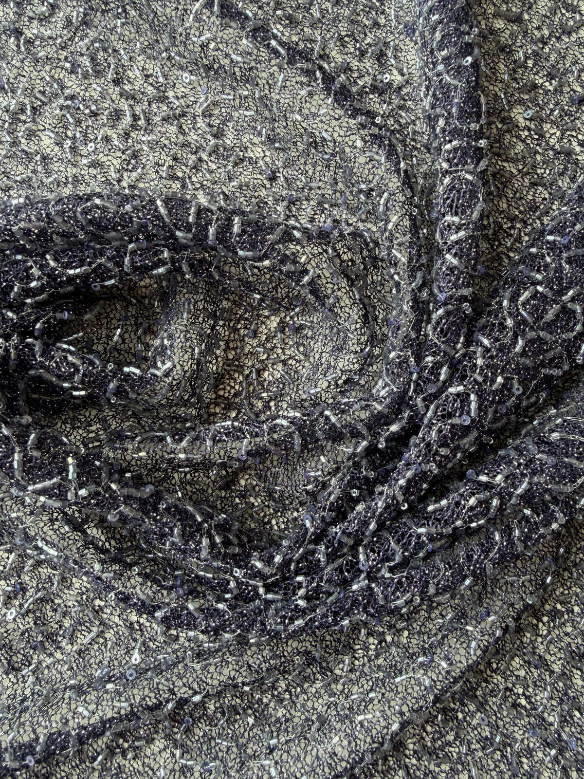 Navy Beaded Lace - Baltic