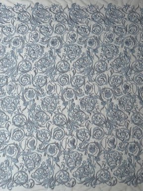 Limestone Embroidered Beaded Tulle - EB1091