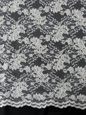 Dark Ivory Beaded Raschel Lace - P395