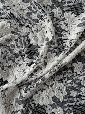 Dark Ivory Beaded Raschel Lace - P395