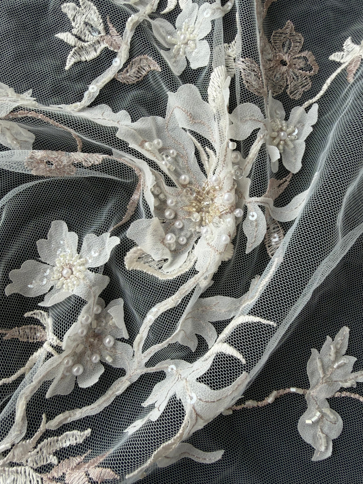 Rose Gold Embroidered Lace - EB1015