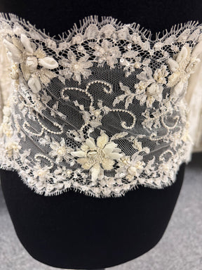 Ivory Beaded Sequined French Lace Edging - T266