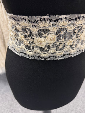 Ivory/Silver Beaded Chantilly Crystal Edging - T262