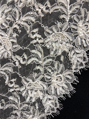 Ivory Indian Beaded Sequin Edging - T452