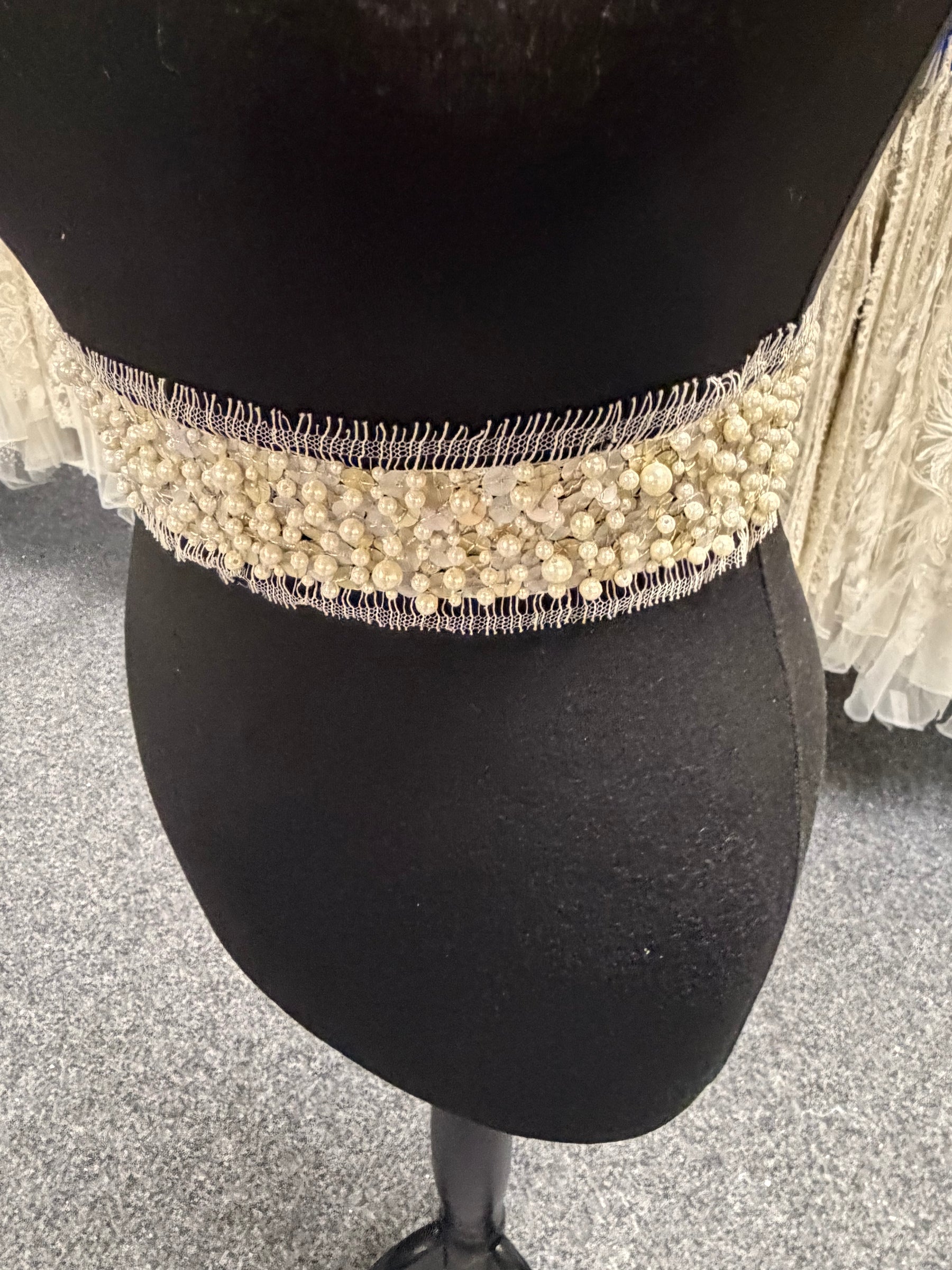 Ivory French Beaded Sequin Edging - T341