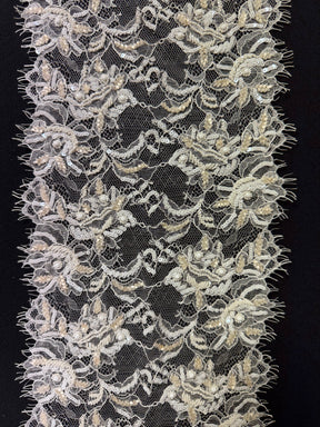 Ivory Beaded Chantilly Edging - T453