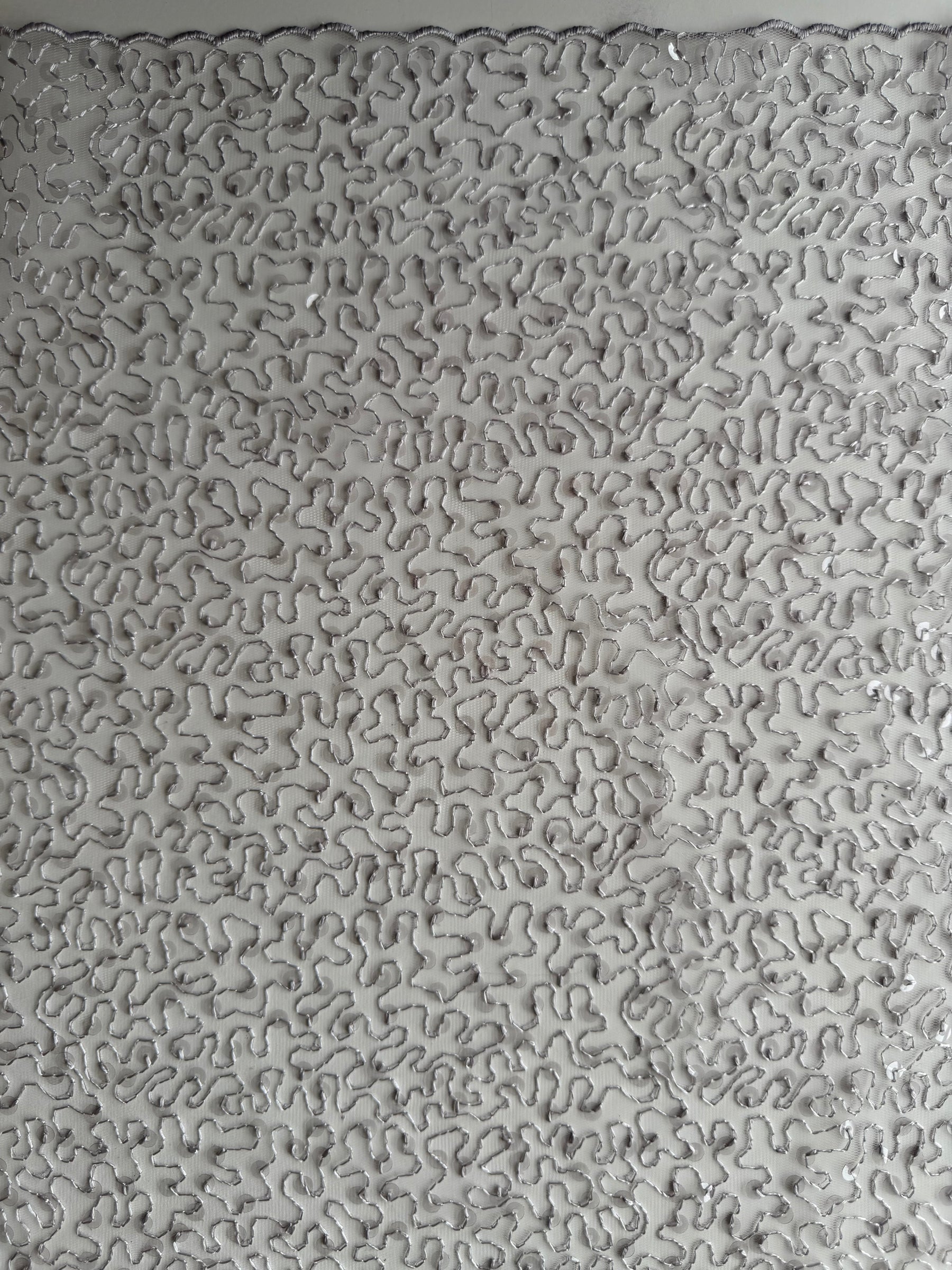 Silver Embroidered Sequin Tulle – EB3001