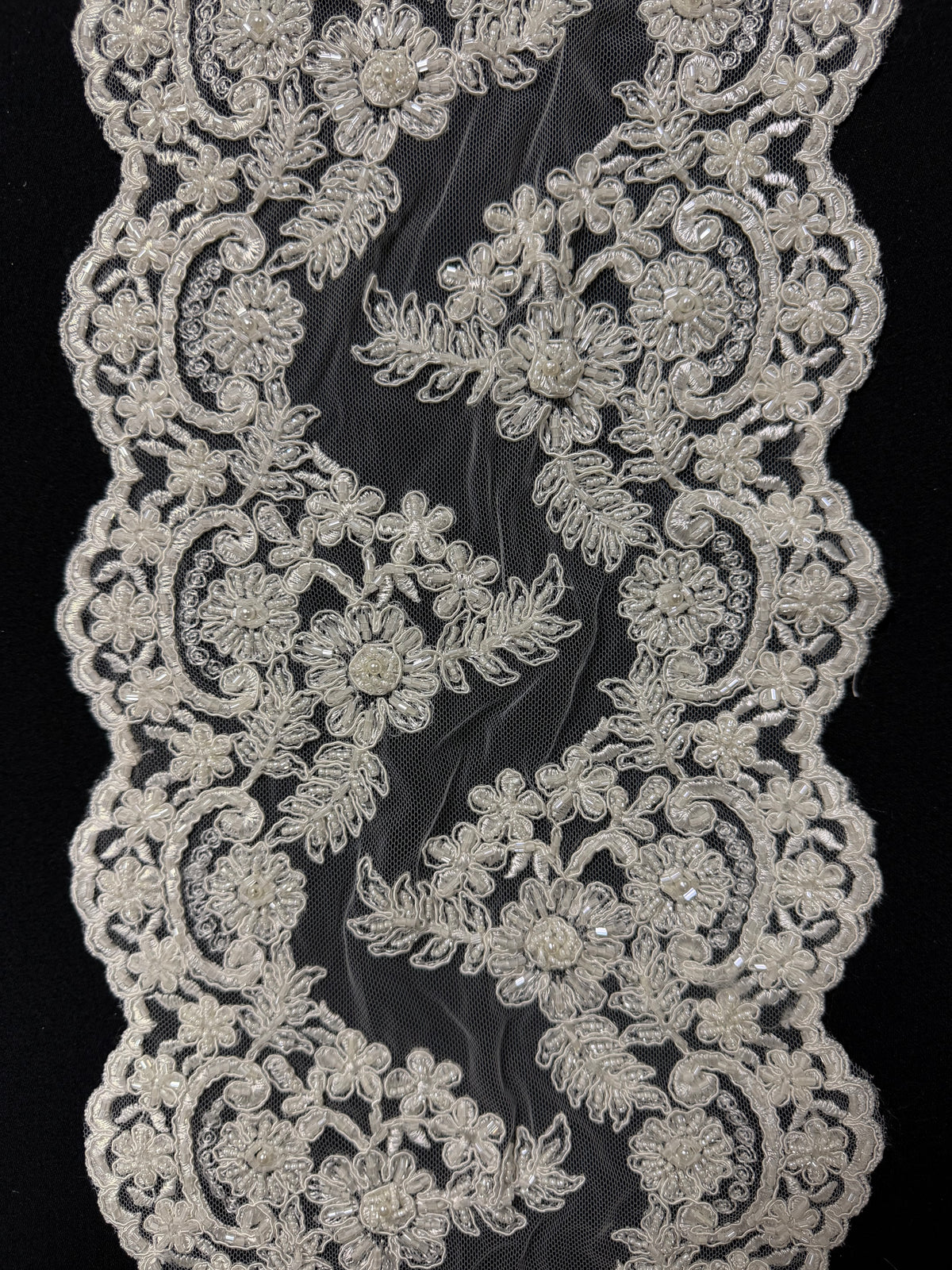 Ivory Corded Beaded Edging - T378