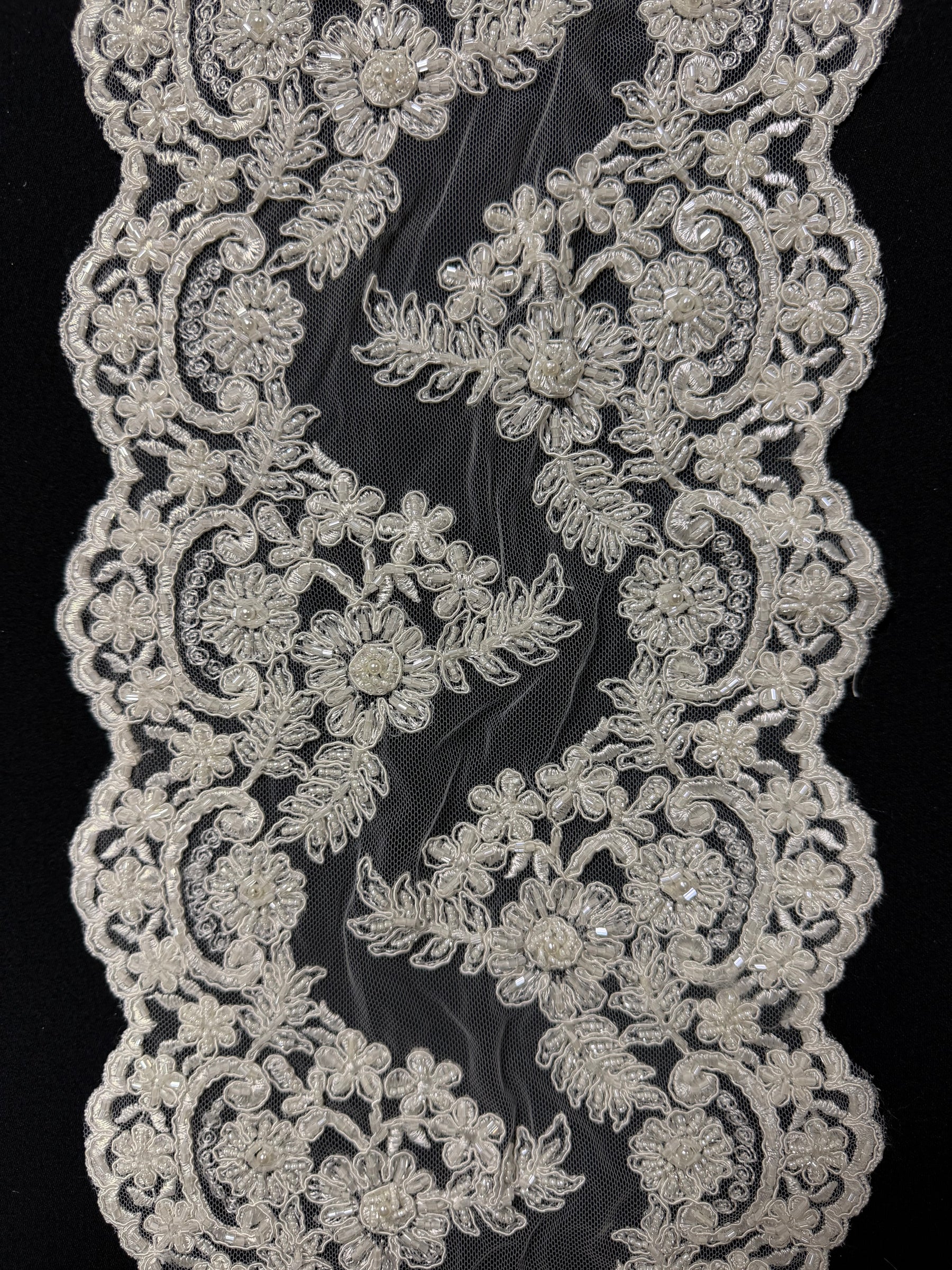 Ivory Corded Beaded Edging - T378