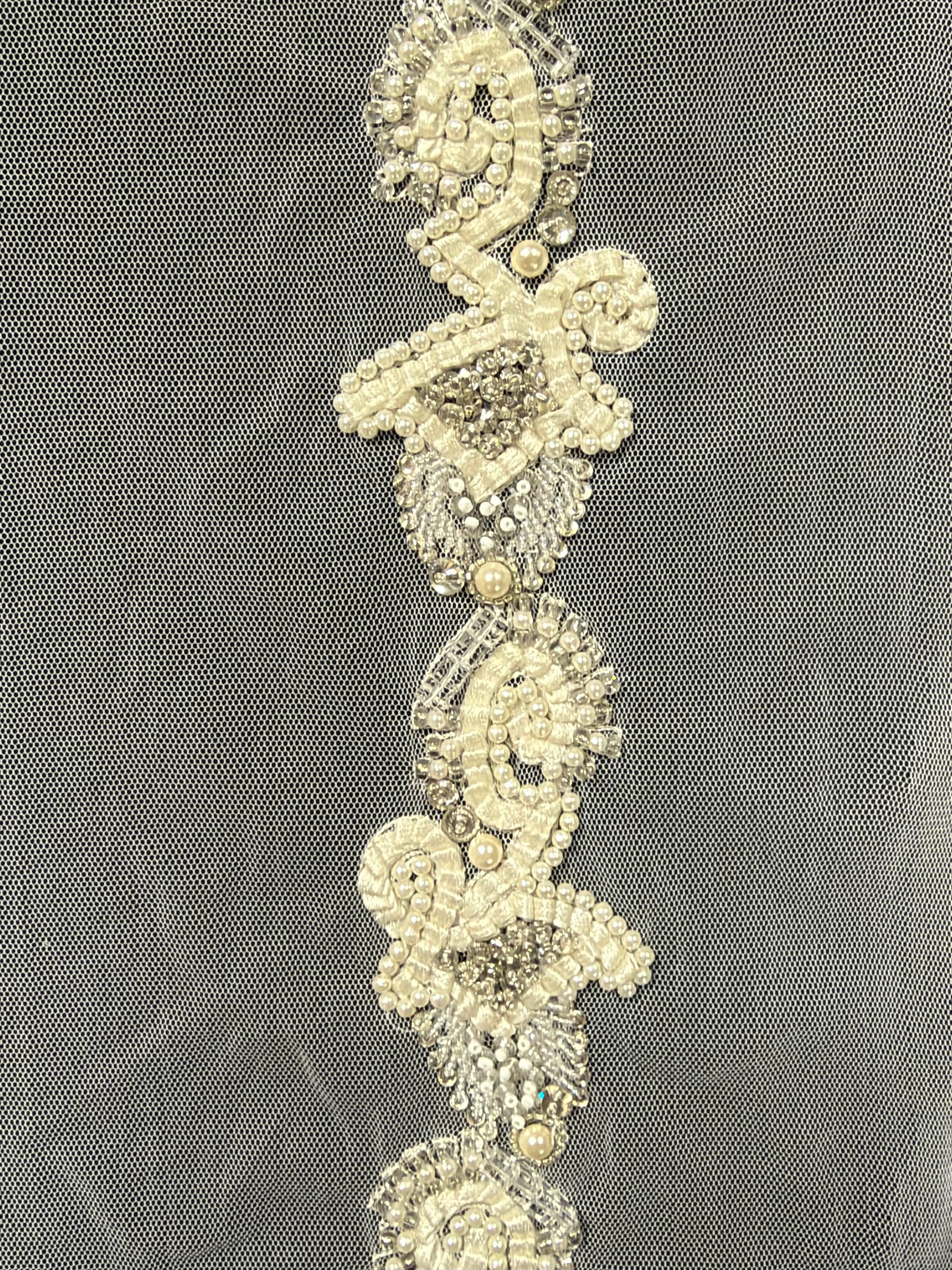 Ivory Crystal Beaded Edging - T414