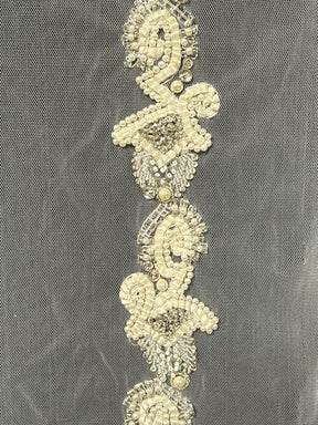 Ivory Crystal Beaded Edging - T414