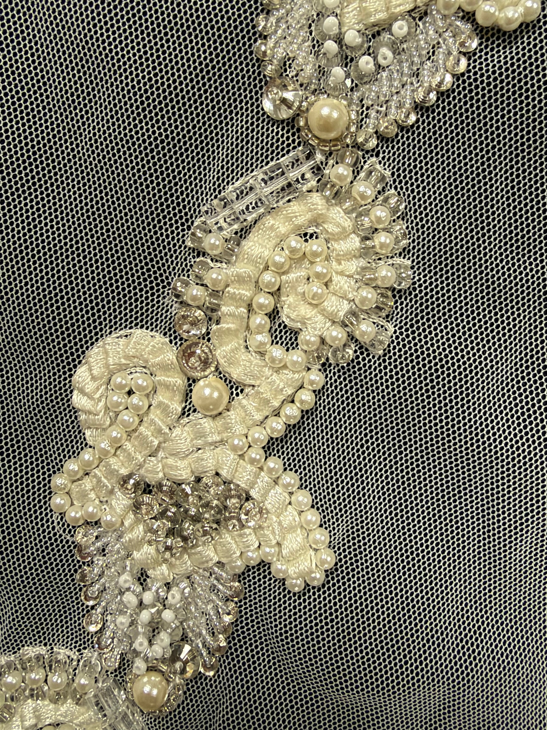 Ivory Crystal Beaded Edging - T414