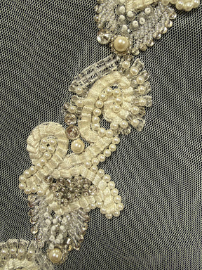 Ivory Crystal Beaded Edging - T414