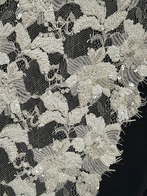 Ivory Beaded Sequin Edging - T451