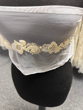 Ivory Crystal Beaded Edging - T414