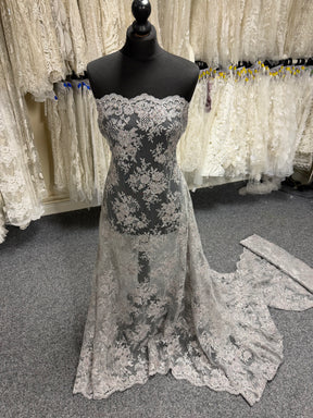 Grey Beaded Lace - P592