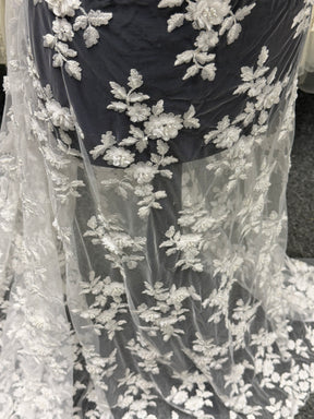 White 3D Embroidered Lace - P409