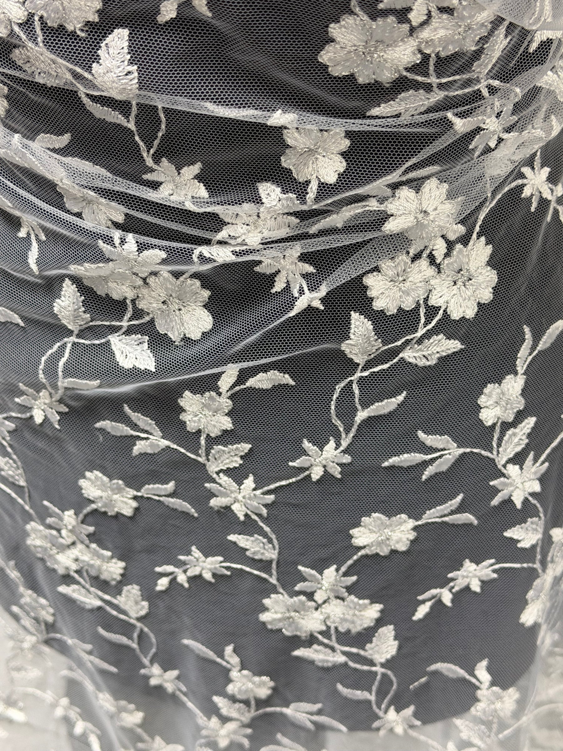 White Embroidered Lace - P468