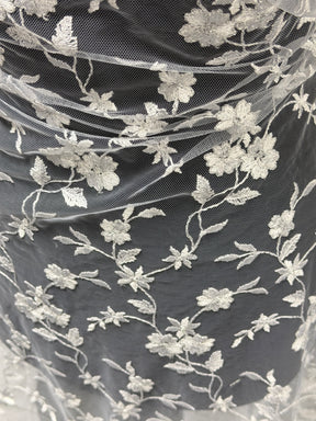 White Embroidered Lace - P468