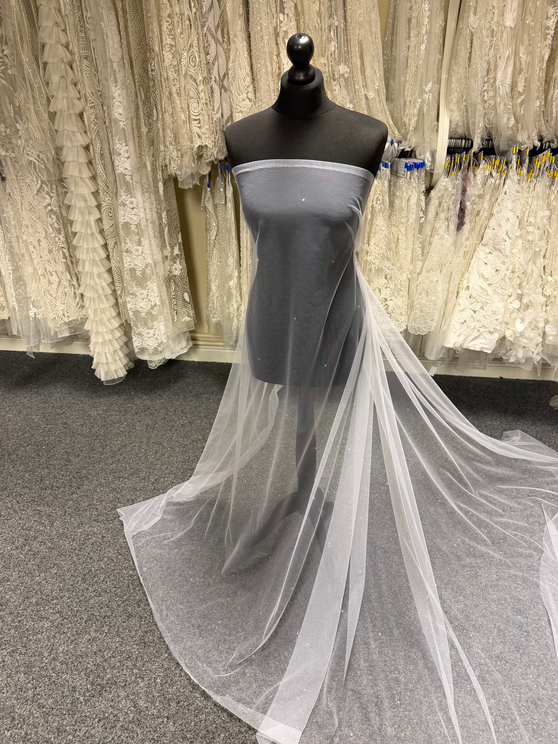 White Diamanté Embellished Tulle - Beacon