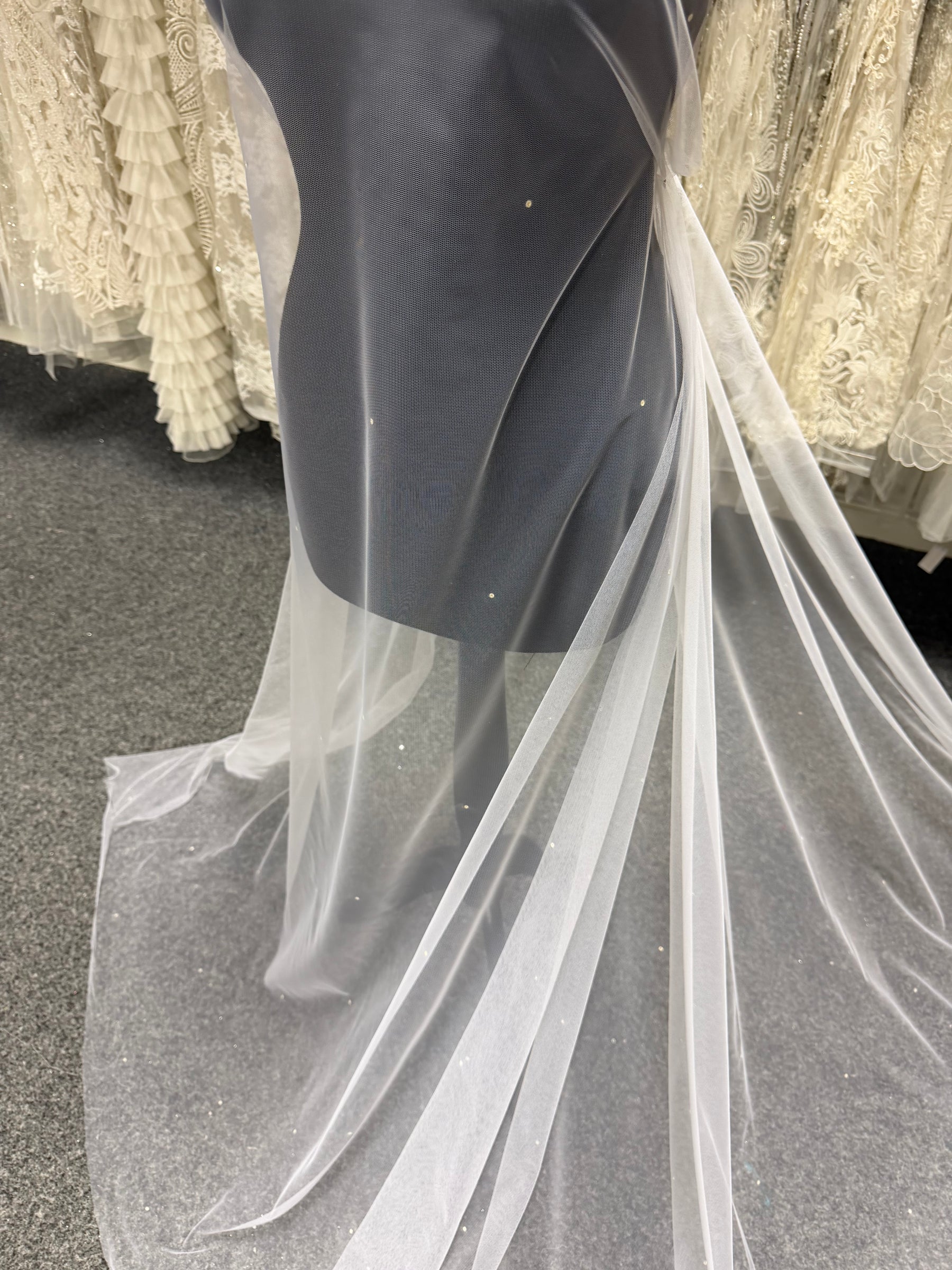 White Diamanté Embellished Tulle - Beacon