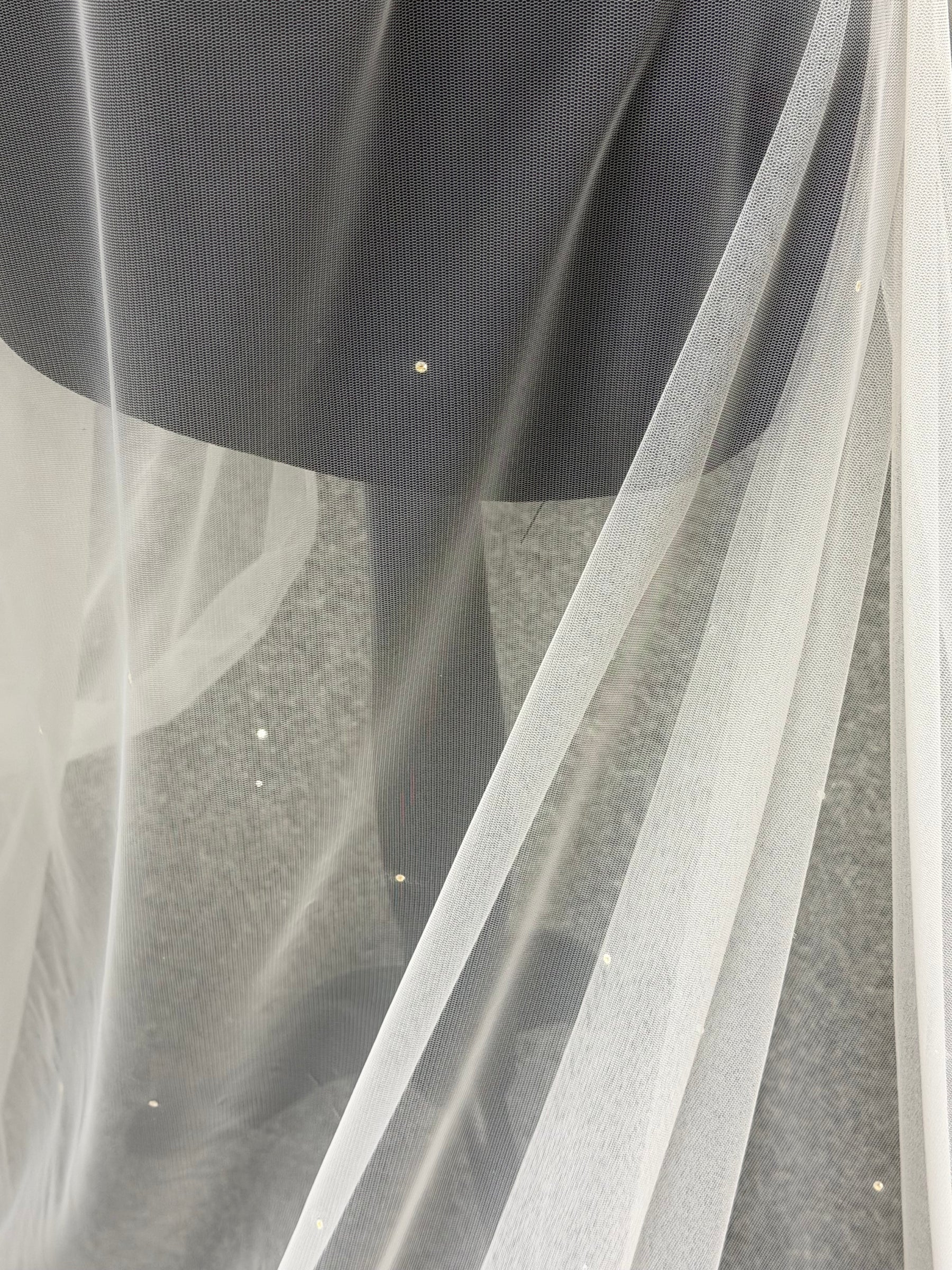 White Diamanté Embellished Tulle - Beacon