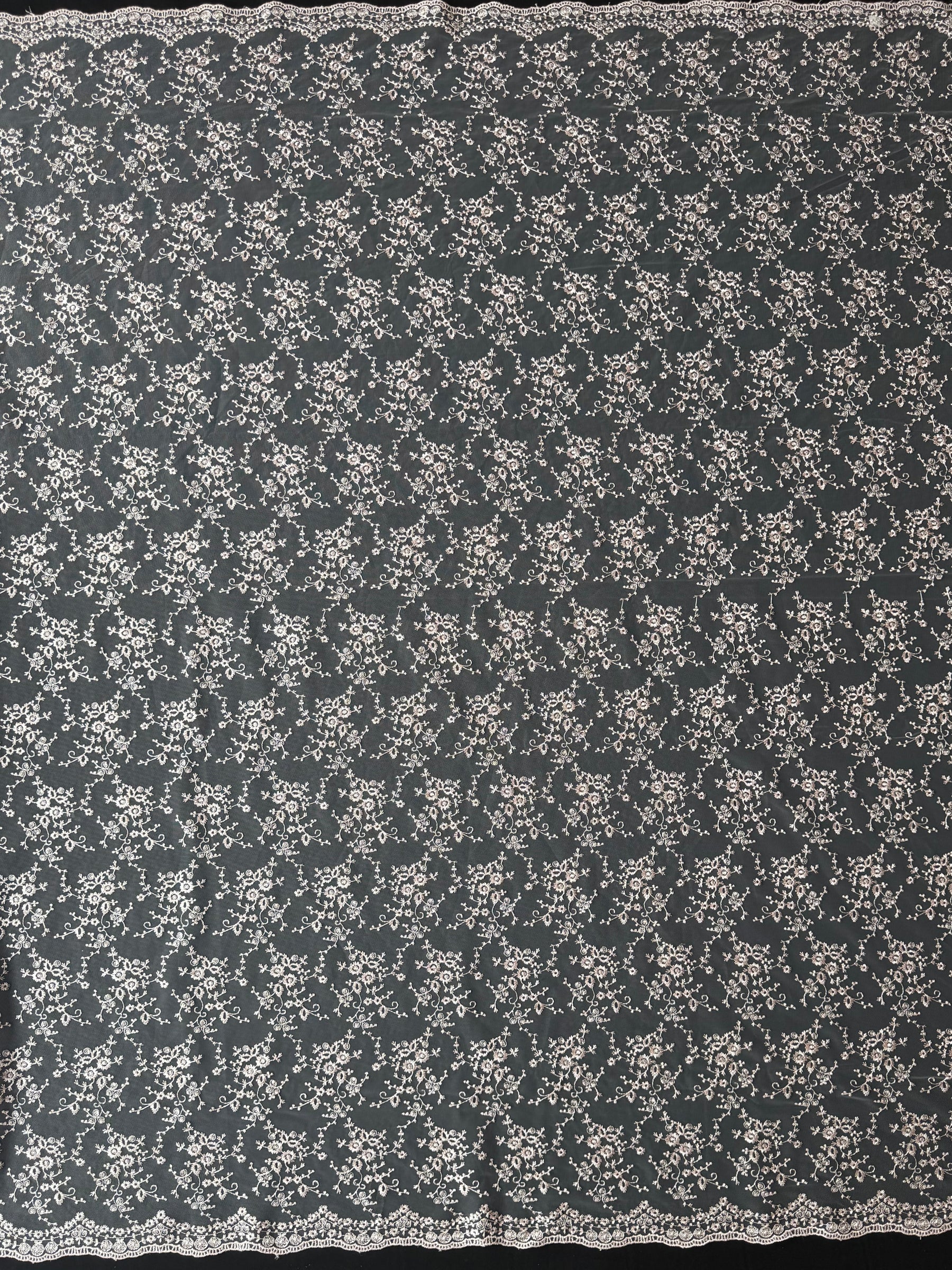 Antique Rose Embroidered Lace - P615