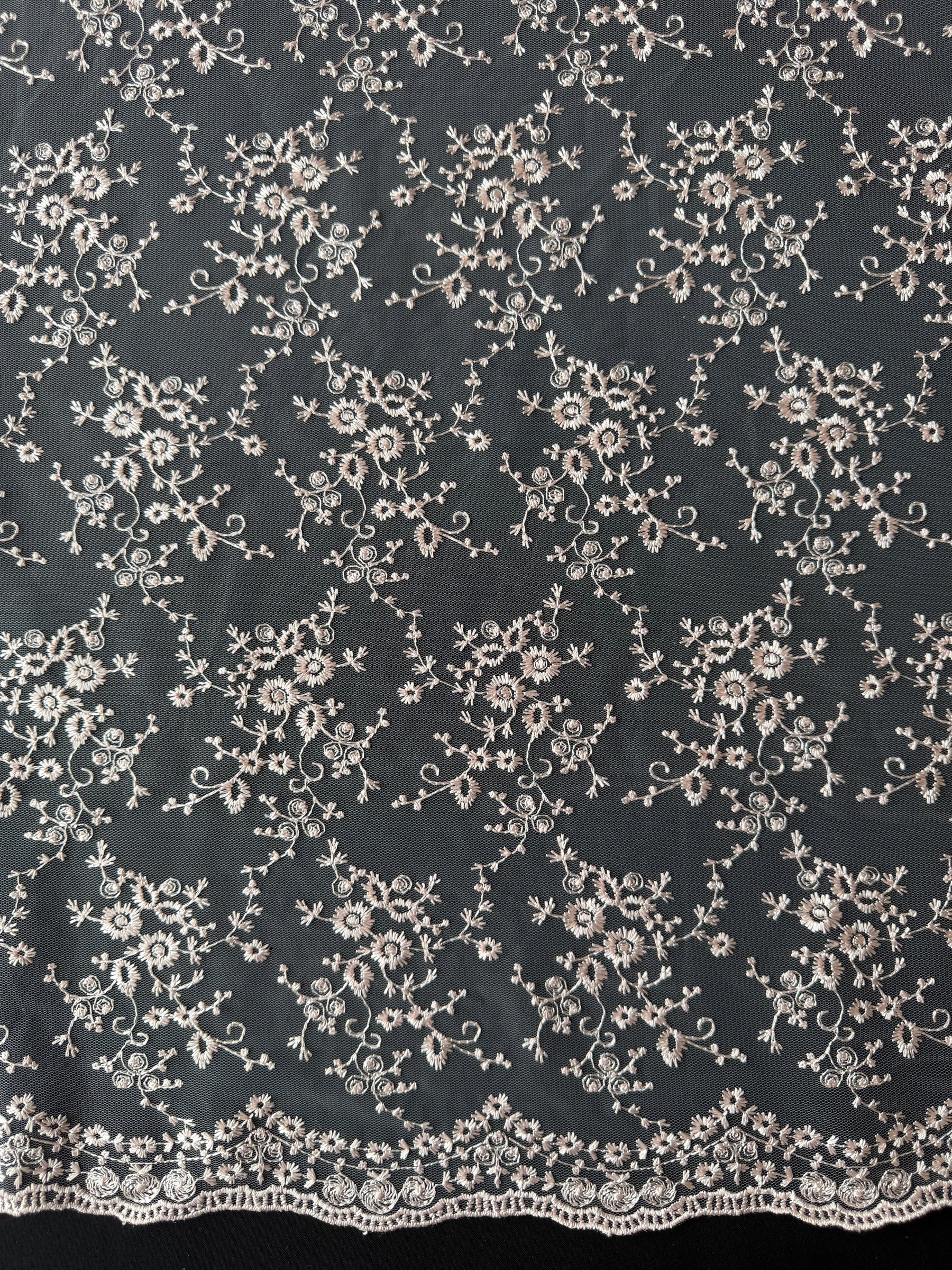 Antique Rose Embroidered Lace - P615