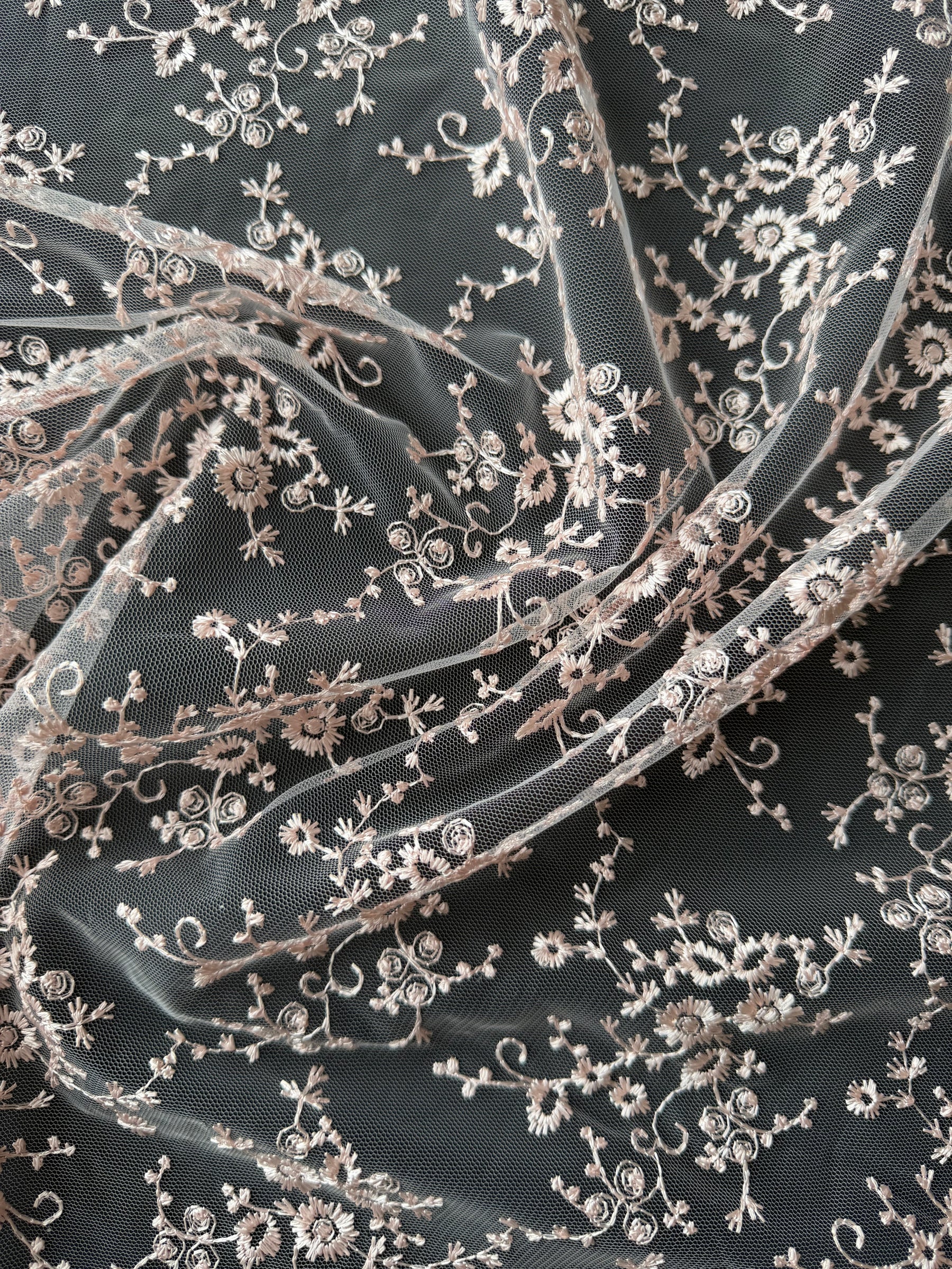 Antique Rose Embroidered Lace - P615