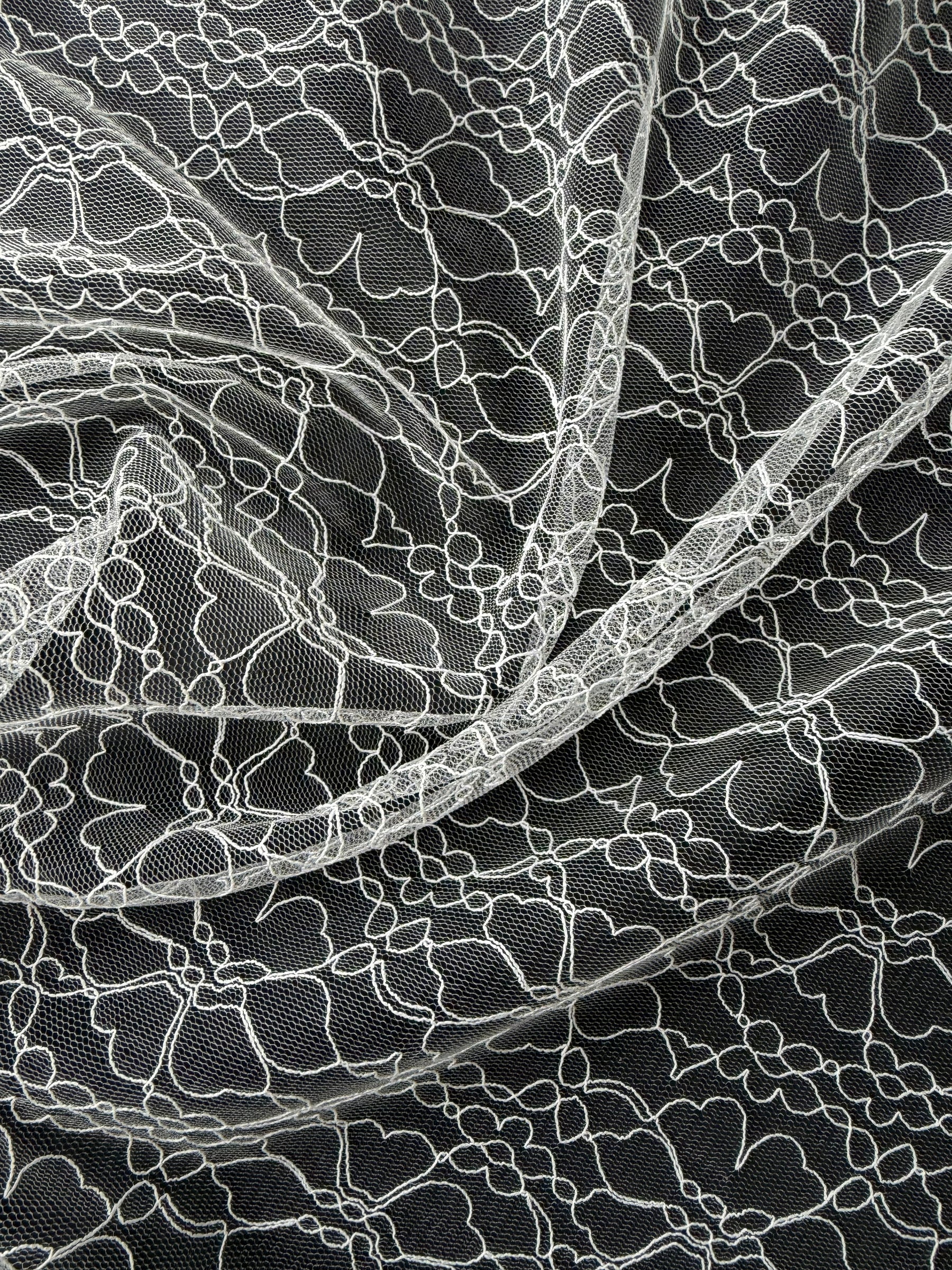 Light Ivory Embroidered Tulle - EB5030