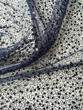 Navy Embroidered Sequin Tulle – EB3001
