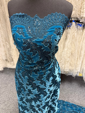 Teal 3D Velvet Lace - EB3023
