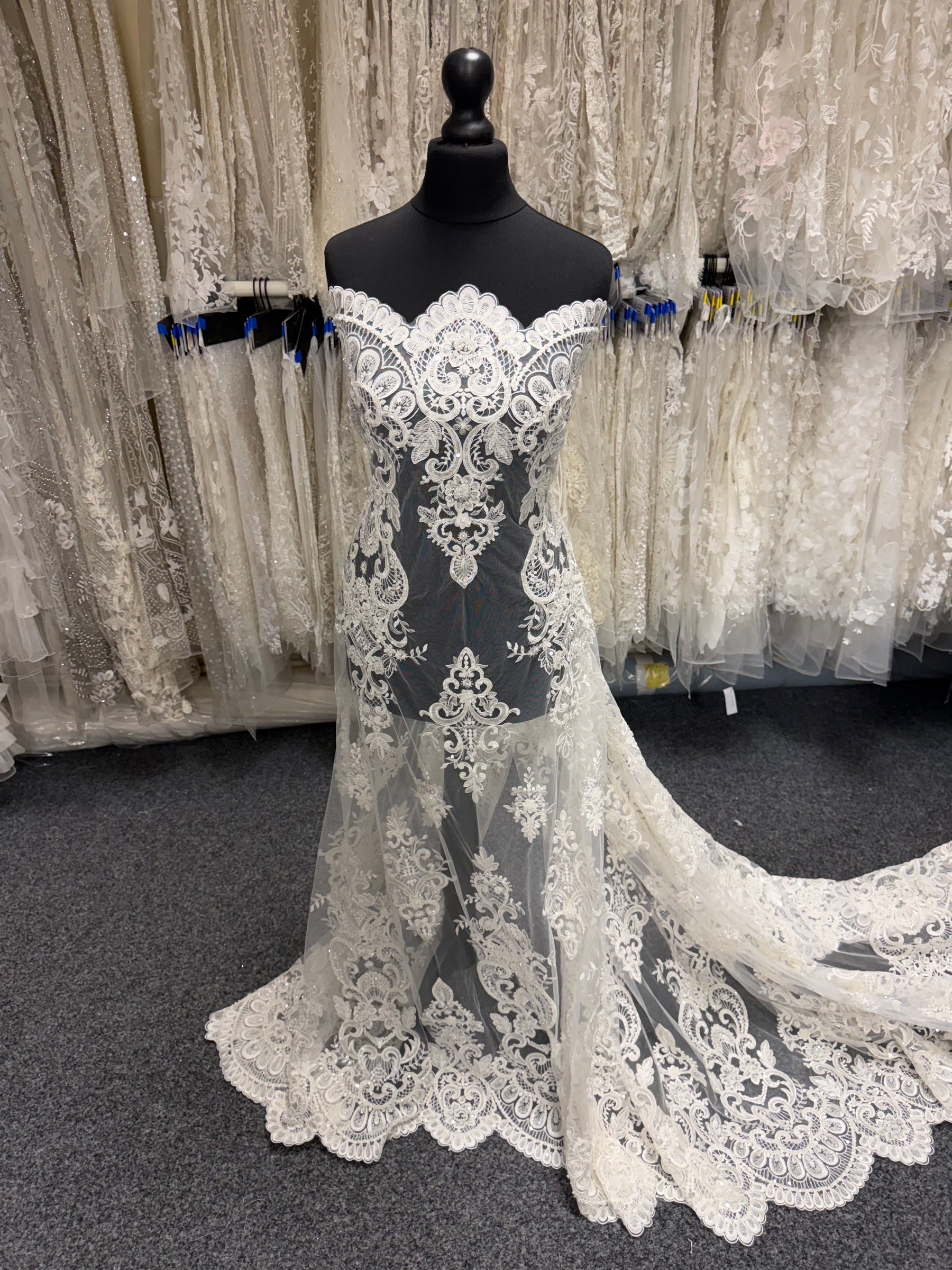 Ivory Embroidered Beaded Tulle - EB1027