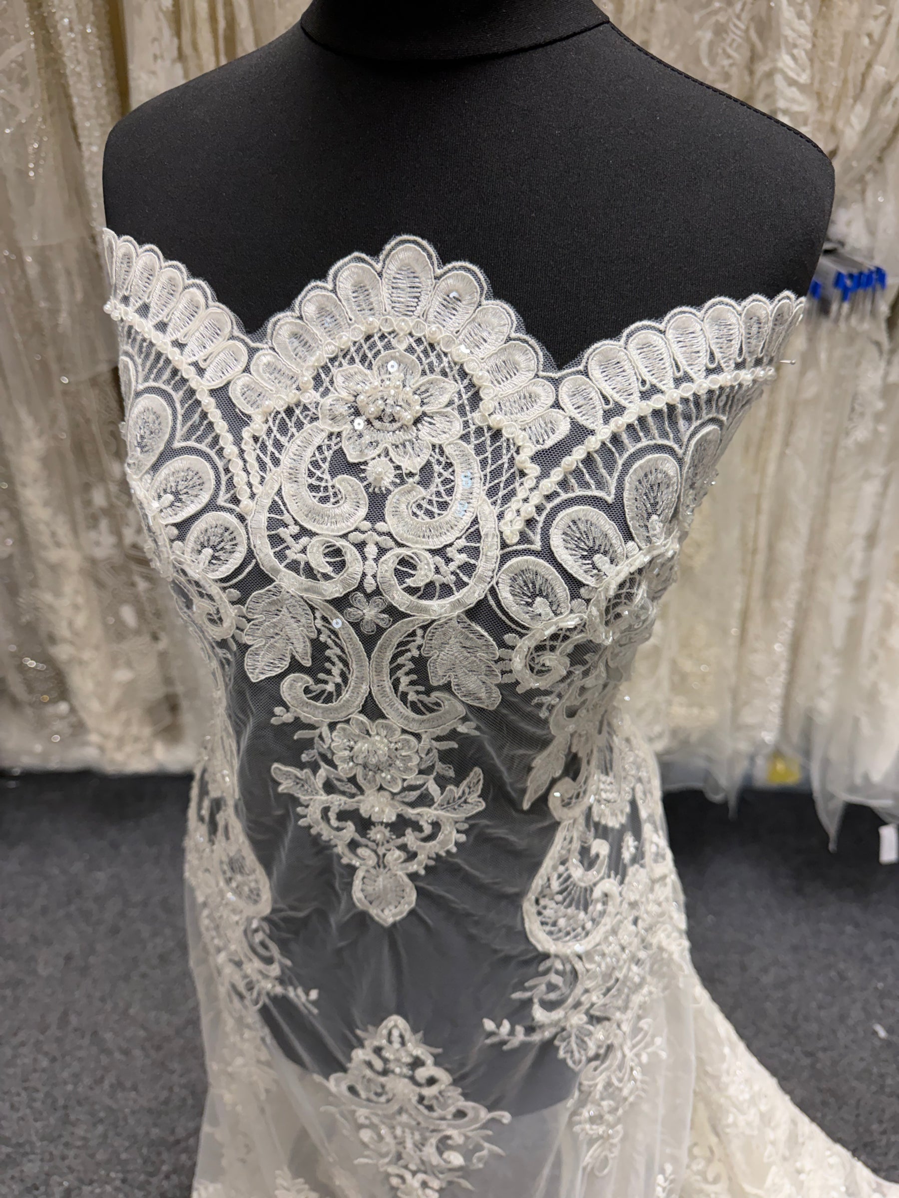 Ivory Embroidered Beaded Tulle - EB1027