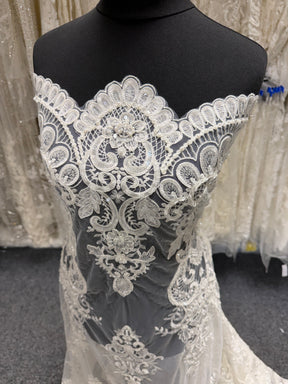 Ivory Embroidered Beaded Tulle - EB1027