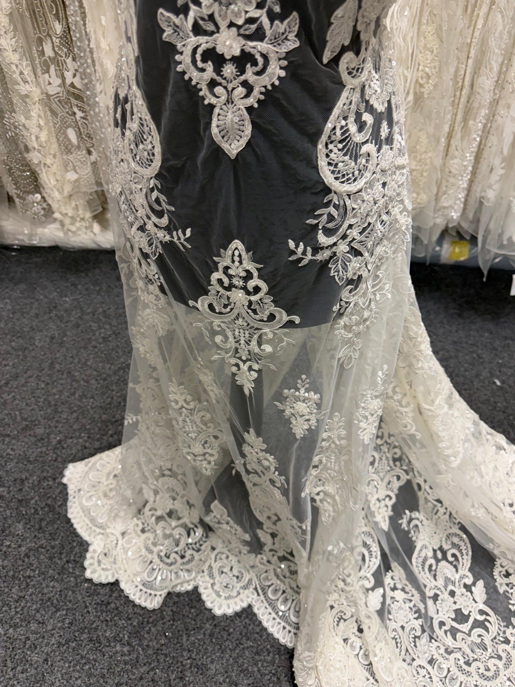 Ivory Embroidered Beaded Tulle - EB1027
