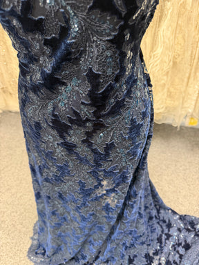 Navy 3D Velvet Lace - EB3023
