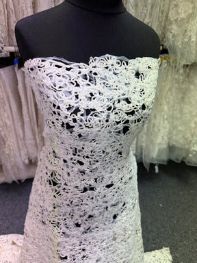 Ivory Sequin Abstract Lace - P870