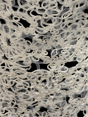 Ivory Sequin Abstract Lace - P870