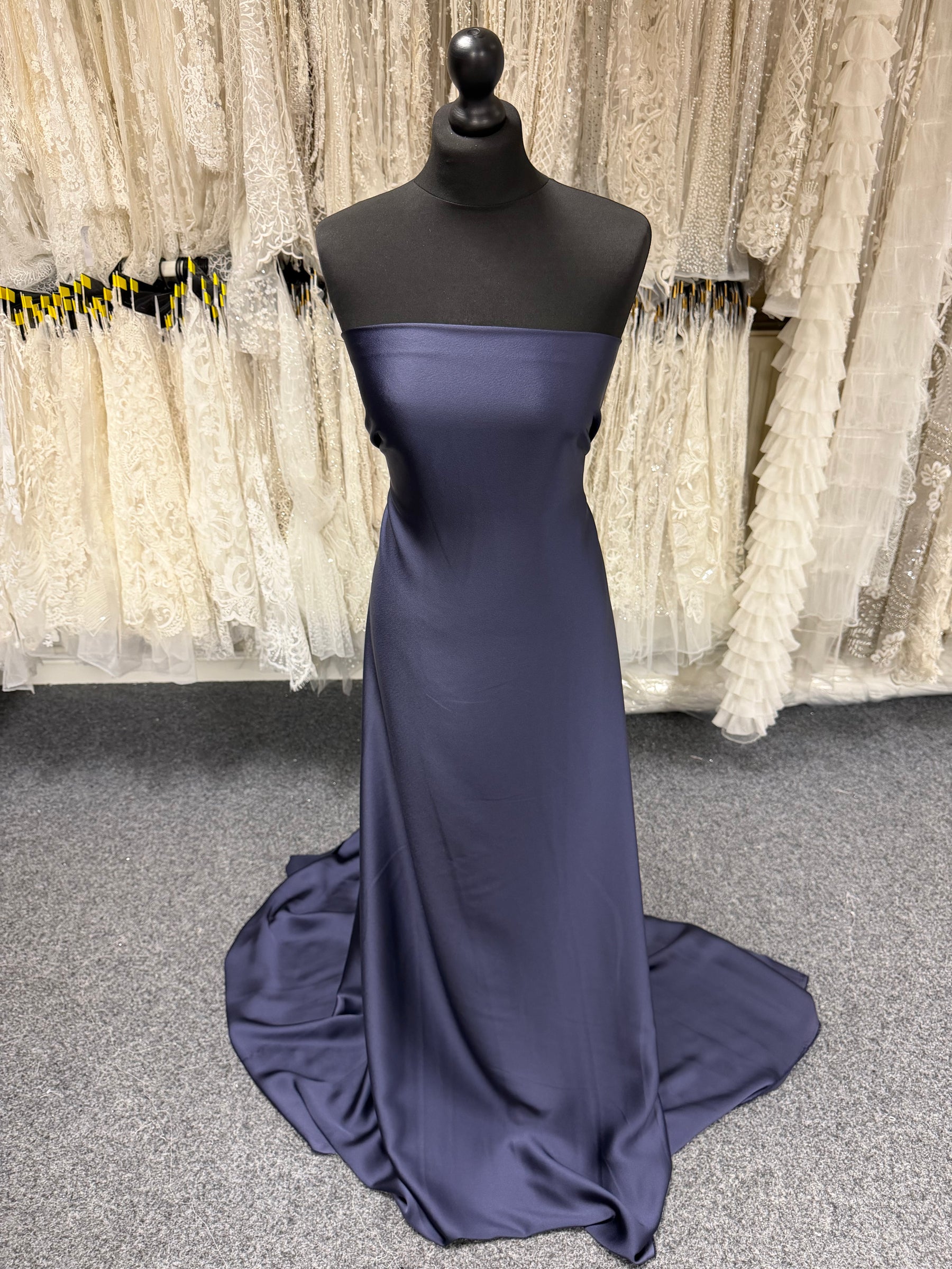Navy Polyester Satin Backed Crepe - Nostalgic (CF)