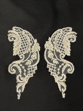 Ivory Beaded Lace Appliques - T550