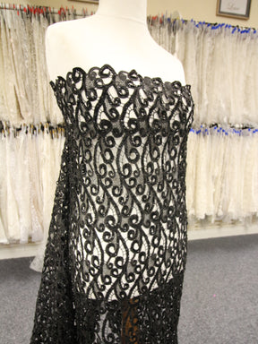 Black Beaded Guipure Lace - Vaeda