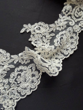 Ivory Beaded and Corded Lace Trim - T226 Beaded (CF)